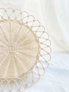Flower <b>Round</b> Rattan <b>Placemat</b>, Handwoven Natural <b>Placemat</b> - Product Image 4