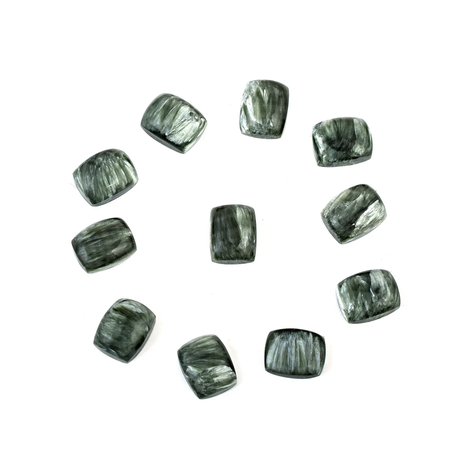 Calidad superior 6X4 MM Natural hecho a mano serafinita cabujón suelto corte rectángulo en forma de piedra preciosa para hacer accesorios de joyería