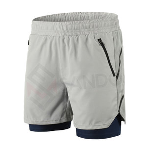 กางเกงขาสั้นกีฬาผู้ชายลำลองสำหรับออกกำลังกาย วิ่ง ฟิตเนส ผ้าแคนวาสลายเรียบ เอวยางยืดปานกลาง รับสกรีนโลโก้ แห้งเร็ว - Product Image 1