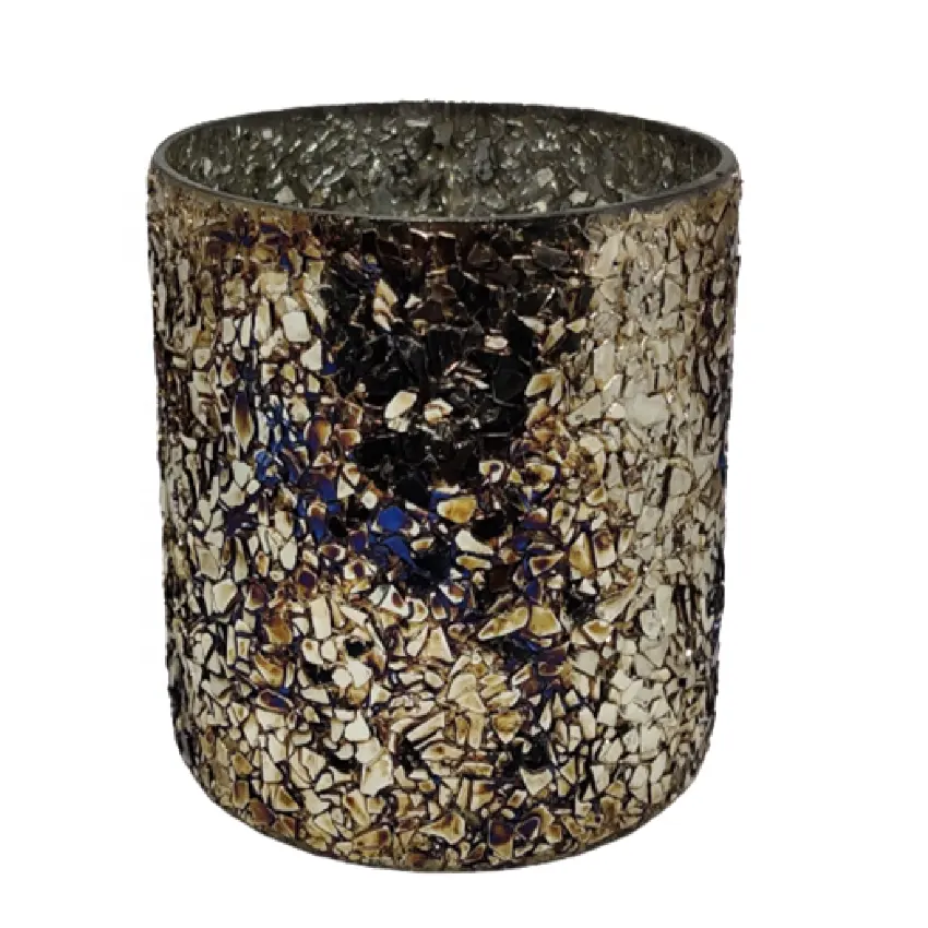 Custom Hot-Selling New Zylindrische Hochwertige hand gefertigte Mehrzweck-Wohnkultur Silber/Golden/Dunkelblau Mosaik glas