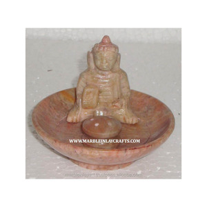 เตาเผาธูปไม้หอมหินสบู่ทำมือ รูปทรงกลม - Product Image 1