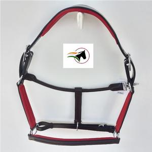 Licol de cheval en cuir anatomique avec nez et joues rembourrés rouges, design à canal vide pour incrustation de cristaux DIY - Product Image 5
