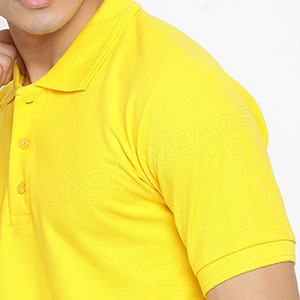 เสื้อกอล์ฟผ้าฝ้ายสีทึบสำหรับผู้ชายเสื้อกีฬากอล์ฟผ้า100% ระบายอากาศแบบถัก - Product Image 3