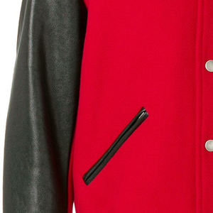 Chaqueta universitaria de fabricación paquistaní para hombre, Mangas de cuero rojo, botón de soporte transpirable, reversible informal a la moda - Product Image 6