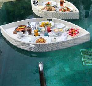 Rattan Floating Breakfast Water <b>Basket</b> Outdoor Rattan Pool Serving Tray Rattan Floating Tray Cheap Price // Rachel:+84 896436456 99 Gold Data - Product Image 5