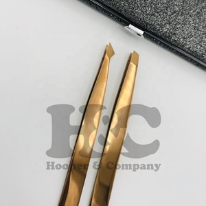 Prix de gros pince à épiler à sourcils en acier inoxydable or rose Plasma manche uni pince à sourcils durable Logo vison - Product Image 2