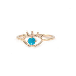 Bague en pierre précieuse turquoise Arizona véritable Sleeping Beauty, or jaune 14 carats massif, fournisseur de bijoux porte-bonheur - Product Image 3
