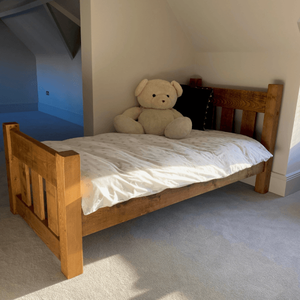 แนะนำเตียงสไตล์อเมริกันรัสติกอินดัสเทรียล  โครงเตียงไม้พร้อมหัวเตียงและปลายเตียงไม้  ฐานเตียงโลหะ - Product Image 2