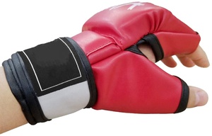 Guanti MMA per bambini adulti sacco da boxe boxe Sparring Grappling mezzo dito con imbottitura spessa avvolgimento lungo da polso - Product Image 5
