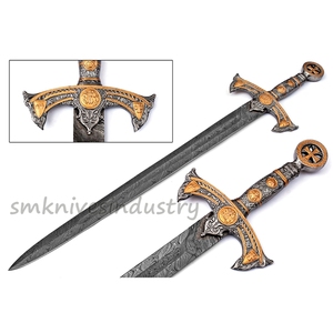 Epée de damas en acier inoxydable, belle épée à Double bord, bataille épée de chasse, prête à fourreau pour collectionneurs de l'étoile de l'ordinateur - Product Image 3