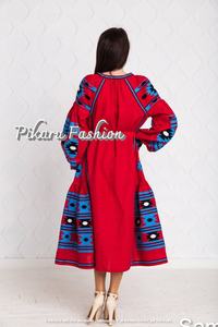 Factory Cheap Price Puff Sleeve Red Women <b>Dresses</b> Autumn & Spring Embroidered Floral <b>Wedding</b> Ukrainian Long <b>Dress</b> - Product Image 6