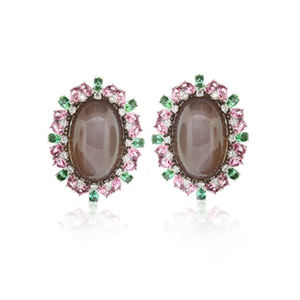 เครื่องประดับที่มีคุณภาพสูงเครื่องประดับทองเหลืองตามสั่งผู้ผลิตเครื่องประดับควอทซ์ธรรมชาติ CZ ต่างหูที่ไม่ซ้ำกัน - Product Image 1