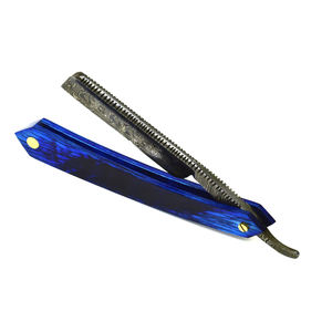 Hoja de afeitar de peluquero de acero Damasco de etiqueta privada del fabricante profesional para afeitado facial con logotipo y embalaje personalizados - Product Image 1