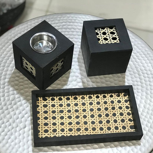 Brûleur d'encens en rotin mubkhar, boîte et plateau couleur noire sélectionné, pour le Ramadan Eid Mubarak - Product Image 4