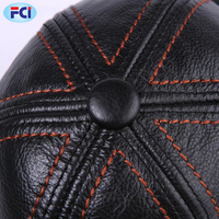 Casquette de Baseball en cuir véritable pour hommes, chapeau noir en cuir de vache, casquette à visière ajustable, automne et hiver 2019