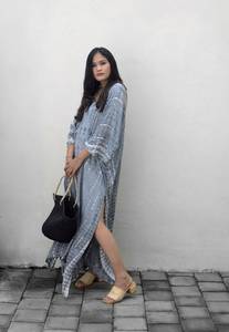 Hecho a mano Tie Dye Kaftan Mujeres Largo Hasta el Suelo Verano Boho 100% Algodón Vintage Sexy Beach Cover-Up Tejido Natural Lavable - Product Image 2