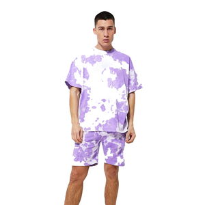 2022 Men's Summer <b>Suits</b> Plus Size Tie Die Printed Tee <b>Shirts</b> and Shorts With Custom Logo Printings - Product Image 1