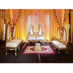 ชุดเก้าอี้ออกแบบลายใบไม้ Vidhi,เก้าอี้แกะสลักสีเงินสำหรับงานแต่งงานชุดเก้าอี้ Mandap สไตล์ใบไม้โมเดิร์น - Product Image 1