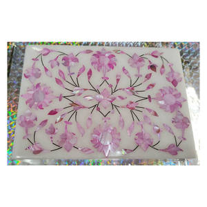 Marble Inlay Pink <b>Floral</b> Art Gift <b>Box</b> - Product Image 1