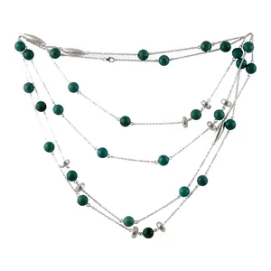 珠宝制造商供应商固体925纯银天然绿松石宝石项链珠宝