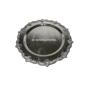 Royal Look mesa de cena postre servidor Plato decorativo tallado a mano plato fiesta suministro de alimentos antideslizante Placa de cargador de Metal - Product Image 1