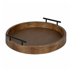 Nouveau plateau de service moderne en bois de forme ronde pour Restaurant de mariage, décoratif pour taille personnalisée - Product Image 5