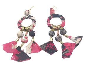 African Traditional Children's Gold Plated Bohemian Hoop <b>Earrings</b> Pair Handmade Acrylic <b>Resin</b> Lucite Anniversary India Wholesale - Product Image 4