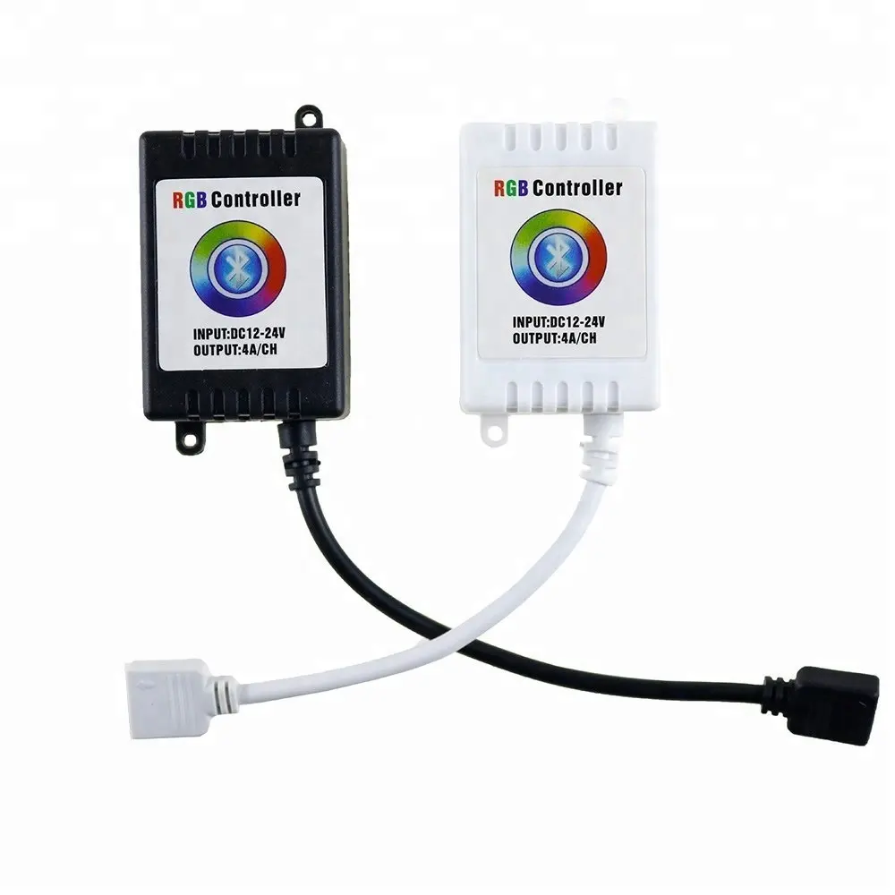 Беспроводной музыкальный пульт дистанционного управления через приложение для смартфона RGB для светодиодной ленты 5050 RGB для IOS для Android 12-24 в белый/черный чехол