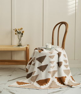 Plaid tricoté <span class=keywords><strong>en</strong></span> microfibre douce et <span class=keywords><strong>laine</strong></span> mérinos DQX Nordic personnalisé pour la décoration intérieure et les canapés - Product Image 2