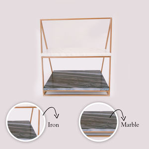 Support à gâteau doré au design personnalisé avec double plancher en marbre noir et blanc conçu comme la plus grande entreprise de fabrication - Product Image 5