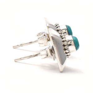Boucles d'oreilles clous en argent sterling 925 avec pierre précieuse turquoise, style bohème, tendance, pour mariage, anniversaire, fiançailles, vente en gros - Product Image 3