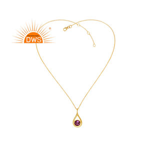 Collar con colgante de plata de ley fina para mujer, Gema de amatista natural, fabricante de joyería - Product Image 1