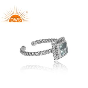 ผู้จัดจำหน่ายเครื่องประดับแหวนออกซิไดซ์925แหวนเงินขายส่งเครื่องประดับอัญมณีบุษราคัมธรรมชาติสีฟ้าแบบดั้งเดิม - Product Image 3