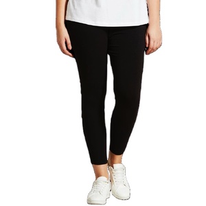 Leggings Negros Largos Personalizados para Mujer, Cintura Elástica, Tejido de Spandex y Nailon, Color Sólido, Estilo Básico, para Todas las Temporadas - Product Image 1