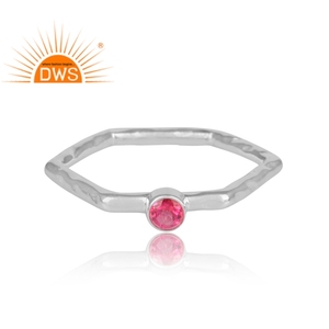 Best Selling <b>Fine</b> Sterling Natural Pink Topaz Gemstone Hexagonal Stackable <b>Ring</b> for Women Jewelry Manufacturer - Product Image 3