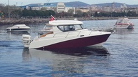 SAFTER MARINE 680 Lüks Kabinli Kruvazör Yeni Yüksek Kaliteli Fiberglas Tekne 250HP Dıştan Takma Motor 6-8 Yolcu 40 Knot Hızında Balık Avı Teknesi
