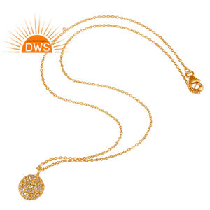 Mode Ronde Plaqué Or 925 Argent Blanc Topaze Pendentif Collier Pour Dames Bijoux Grossiste Collection Classique - Product Image 3