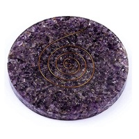 Plaque de chargement d'orgonite en améthyste, dessous de verre, naturel, acheter depuis N H AGATE, vente en gros