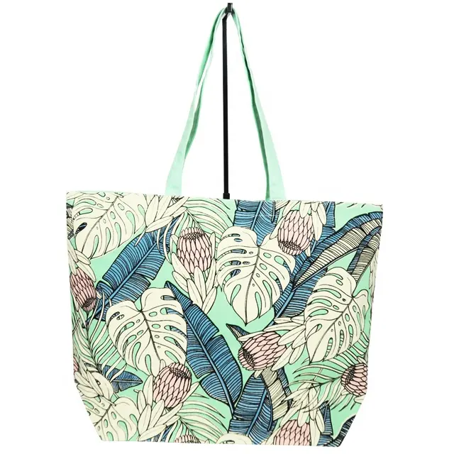 Beach Bag / Handbag / Natural Canvas Beach Bag, With Self Handle & One Side Screen Printed SA 8000 -2014 Certified Factory India