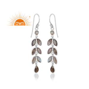 ต่างหูห้อยรูปใบไม้ประดับพลอยลาบราดอไรต์ธรรมชาติสำหรับผู้หญิง เงินแท้ 925 เครื่องประดับสำหรับงานแต่งงานและงานหมั้น - Product Image 2