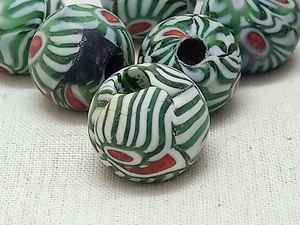 Custom Made African Trade <b>Glass</b> Beads in <b>Shades</b> of Green, Red and Black Suitable for Bead Designers in Size 10 mm - Product Image 2