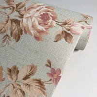 Papier peint en vinyle PVC élégant et moderne à motif de roses, luxueux, ignifuge, anti-fumée, écologique, pour hôtels, administrations et usage domestique