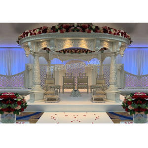 Mandap de Fibra Blanca Tallada para Bodas, Decoración Tradicional Hindú para Ceremonias de Boda Indias, Reino Unido - Product Image 1