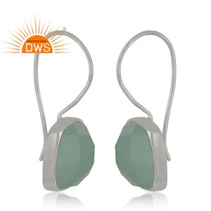 Natural Aqua Chalcedony Gemstone Drop Woman's Earrings New Design <b>Solid</b> 925 Sterling <b>Silver</b> Hook Earring Fine Jewelry - Product Image 2