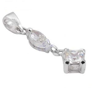Double Stone Design Cubic Zirconia Pendant 925 Real Sterling Silver Pendant Glitzy Ethnic Jewellery Souvenir for Her - Product Image 2