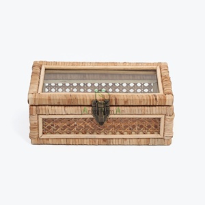 Natural rattan square box with lid/ gift box, storage box made in Vietnam