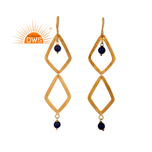 Handmade 18k Gold Plated <b>Dangle</b> <b>Earrings</b> Wholesaler <b>Silver</b> Jewelry Wholesaler Natural Lapis Gemstone <b>Earring</b> Jewelry Supplier - Product Image 1
