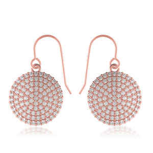 Pendientes de plata de ley 925 con disco de diamante pavé, joyería de oro de 14k hecha a mano para mujer, venta al por mayor - Product Image 3