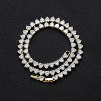 Collier de tennis personnalisé hip hop pour femmes 6mm en acier inoxydable plaqué or 18 carats chaîne à maillons géométrique avec zircons
