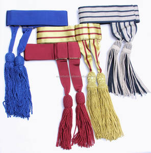 Faja de cintura ceremonial trenzada de moda, dorada y roja, con borlas, ecológica, de tamaño ajustable, estándar profesional para oficiales generales - Product Image 6